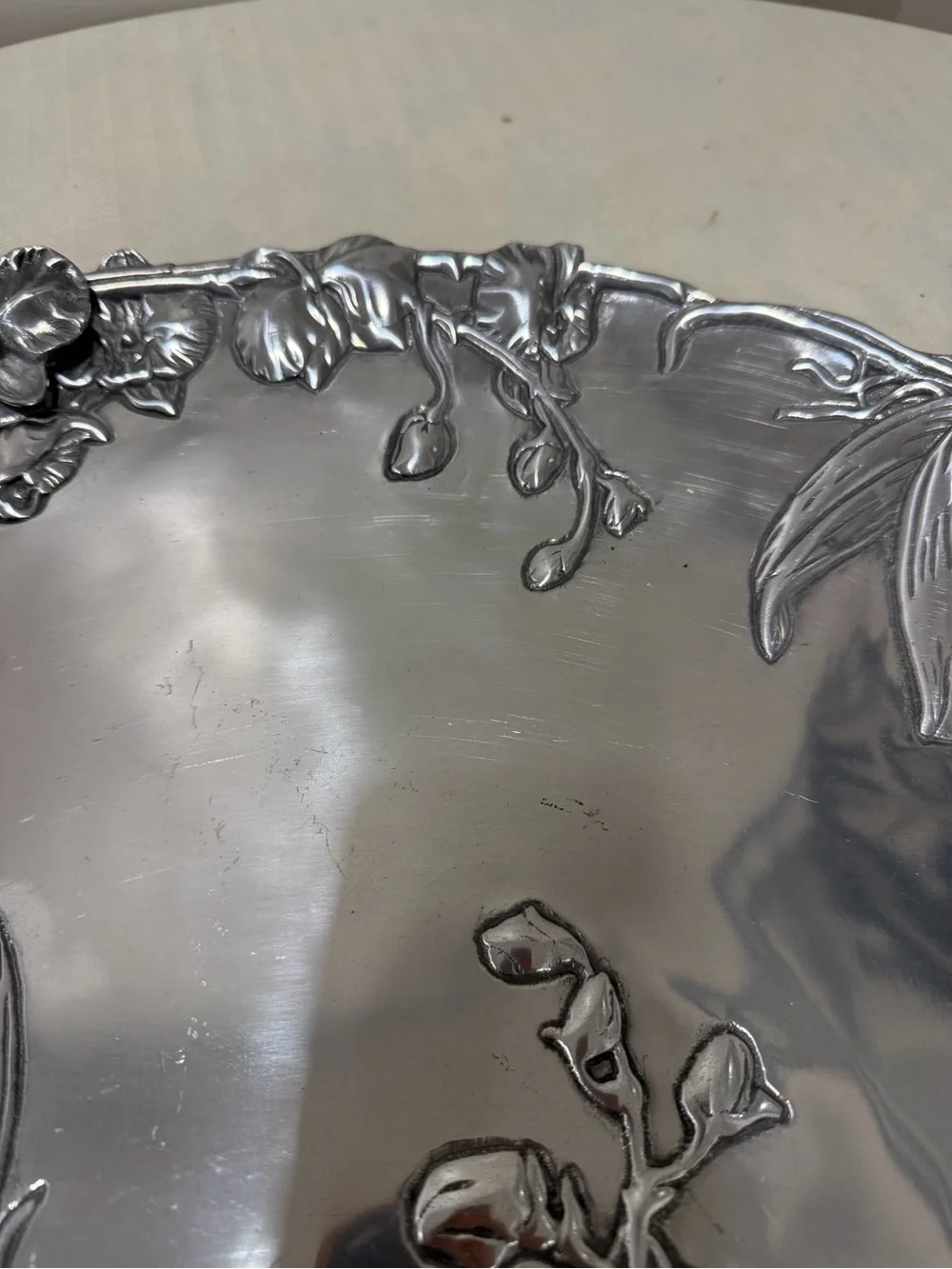 RARE Vintage 2004 ARTHUR COURT ALUMINUM ORCHID FLORAL PLATTER SERVING TRAY 13